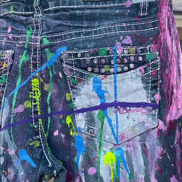 Artist Hand Painted Flare Jeans. - Picture 4 of 5